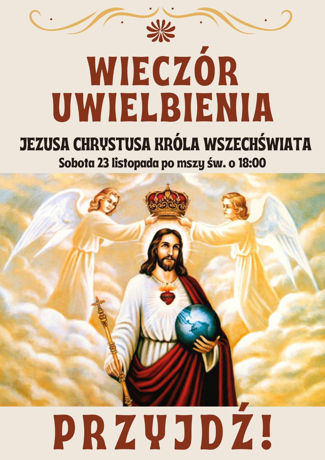 SOBOTA 23 listopada po mszy św. o godz. 18.00 ADORACJA i UWIELBIENIE